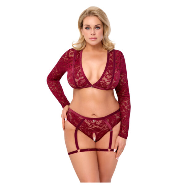 Plus Size Blonde Top og Bundløse Hofteholder Trusse