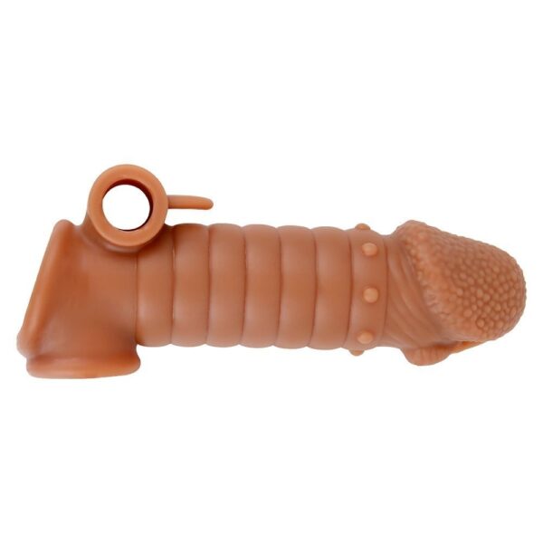 Penis Sleeve med Vibrator Mørk hudfarve